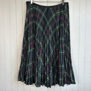 Polo Ralph Lauren size XXL midi skirt pleated tartan plaid green elastic waist
